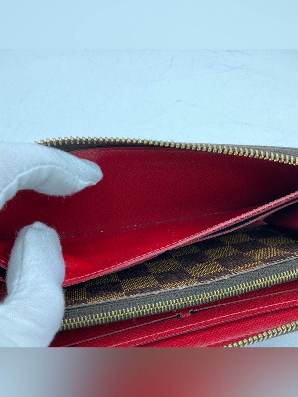 Louis Vuitton Damier Ebene Clemence Brown Zip Around Wallet - Picture 11 of 16